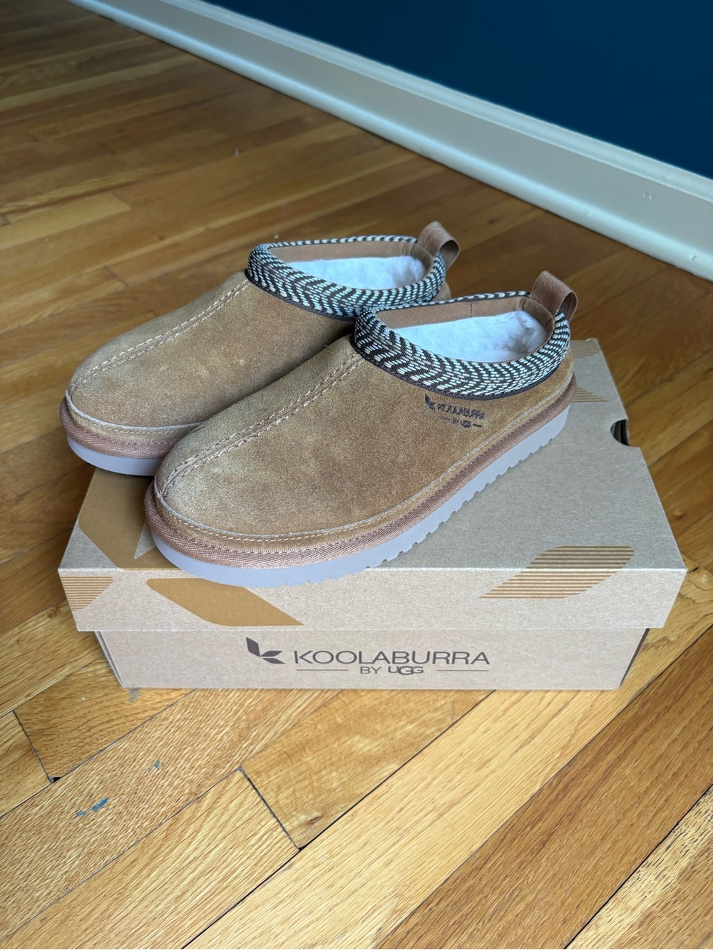 Koolaburra Kids Brown Suede Slip-On Clog with Shearling Lining